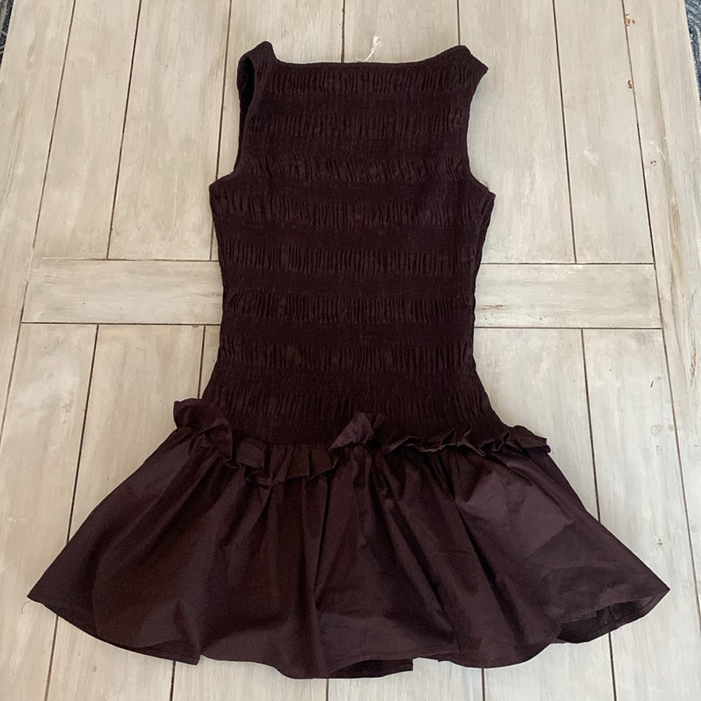 Peppermayo Chocolate Brown Smocked Mini Dress - Picture 4 of 4